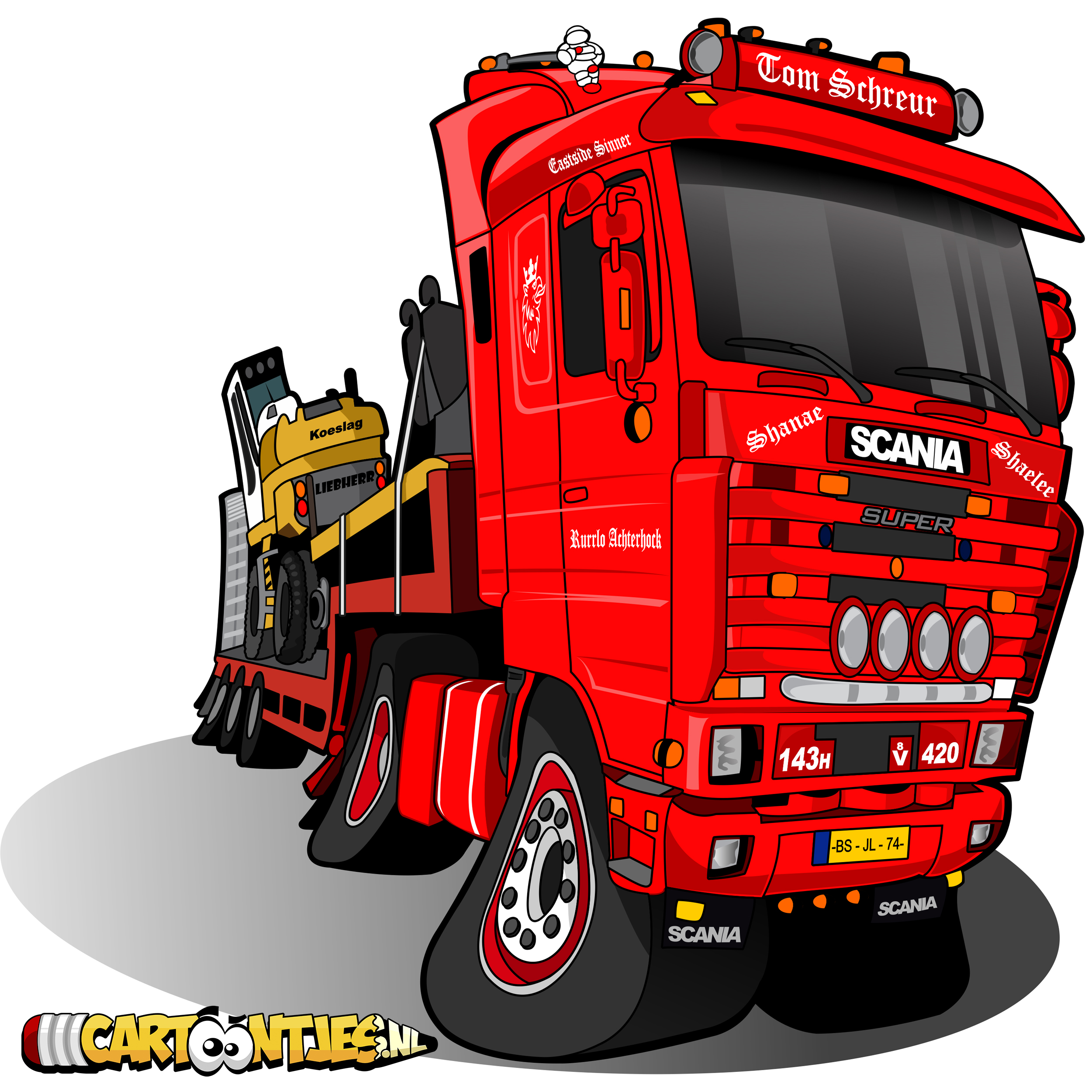 truckcaricature geurhanger schruers transport