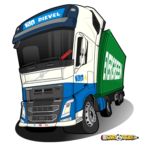 van dievel transport truck cartoon